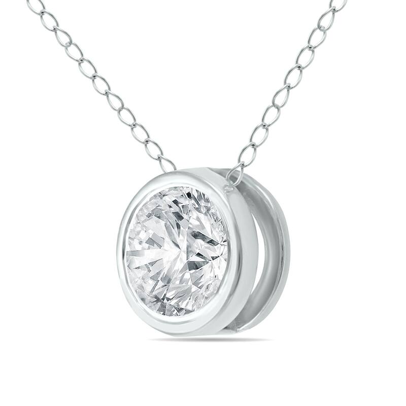 Marquee 1/3 Carat Diamond Bezel Pendant in 14K White Gold