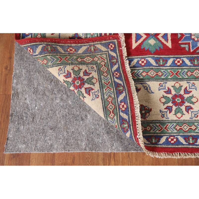 Hand Knotted Oriental 100% Wool Carpet Traditional Geometric Navy Blue & Blues Kazak Area Rug - 9' 7'' X 6' 10''
