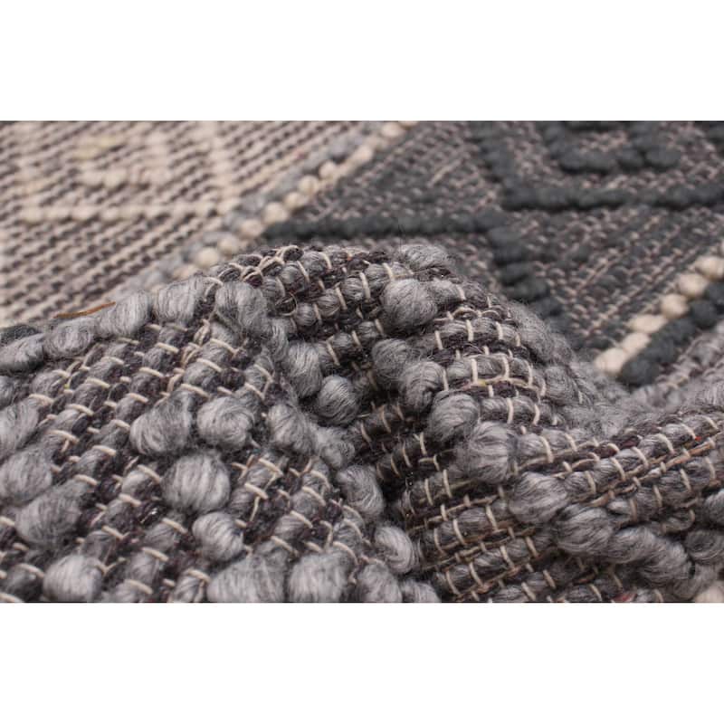 ECARPETGALLERY Braid weave Sienna Grey Wool Rug - 2'8 x 10'0