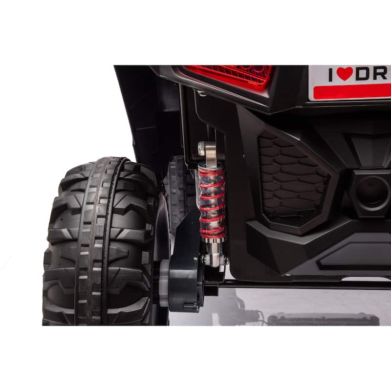 24V Power Ride-On Car for Kids with Four-Wheel Drive, Leather Seat, Remote Control, High/Low Speed, and Music, Ages 3-8.