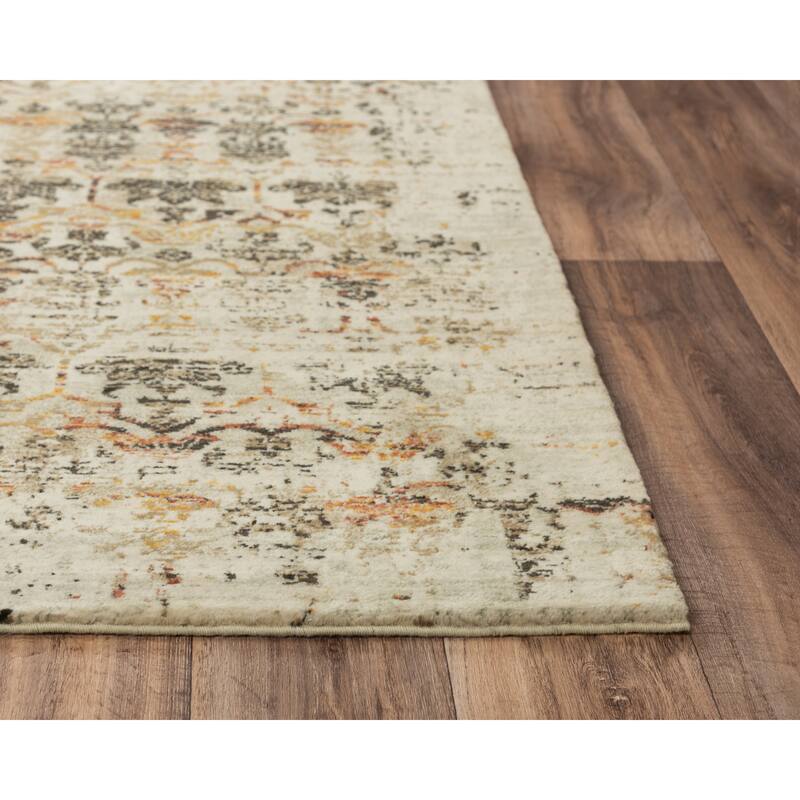 Alora Decor Infinity Beige, Brown, and Apricot Medallion Wool Rug