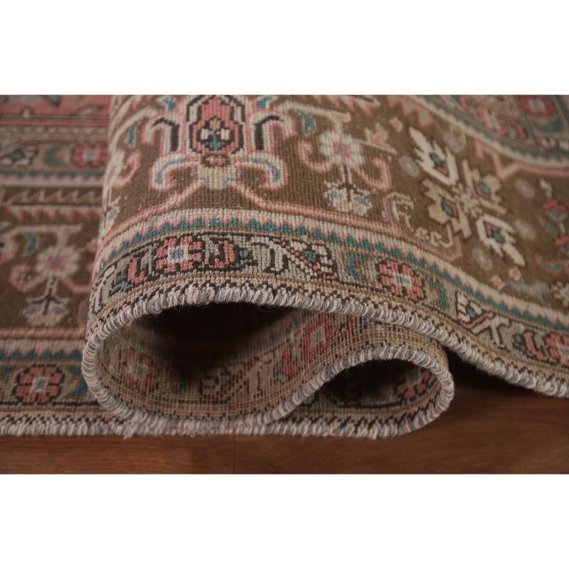 Hand Knotted Oriental 100% Wool Carpet Traditional Medallion Pink Tabriz Area Rug - 12' 5'' X 9' 9''