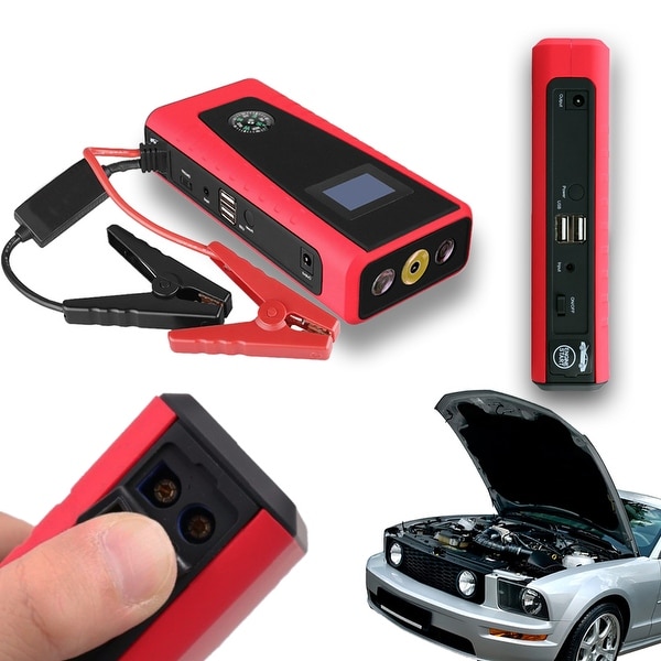 Indigi® High Capacity Power Bank & Universal Auto Jump Starter - 12000mAh - SmartPhones + Laptops - black | red