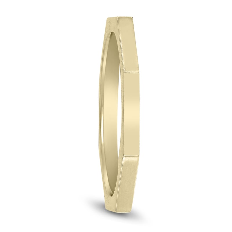 1.5MM Thin Eight Sided Octagon Wedding Band in 14K Yellow Gold