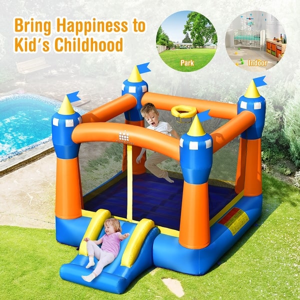 slide 2 of 8, Inflatable Bounce House Kids Magic Castle w/ Jumping Area & Blower