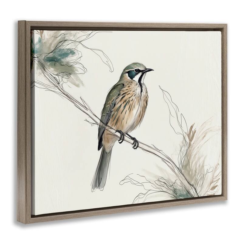 Stupell Illustrated Wildlife Bird Framed Floater Canvas Wall Art Design By LSR Creative Studio