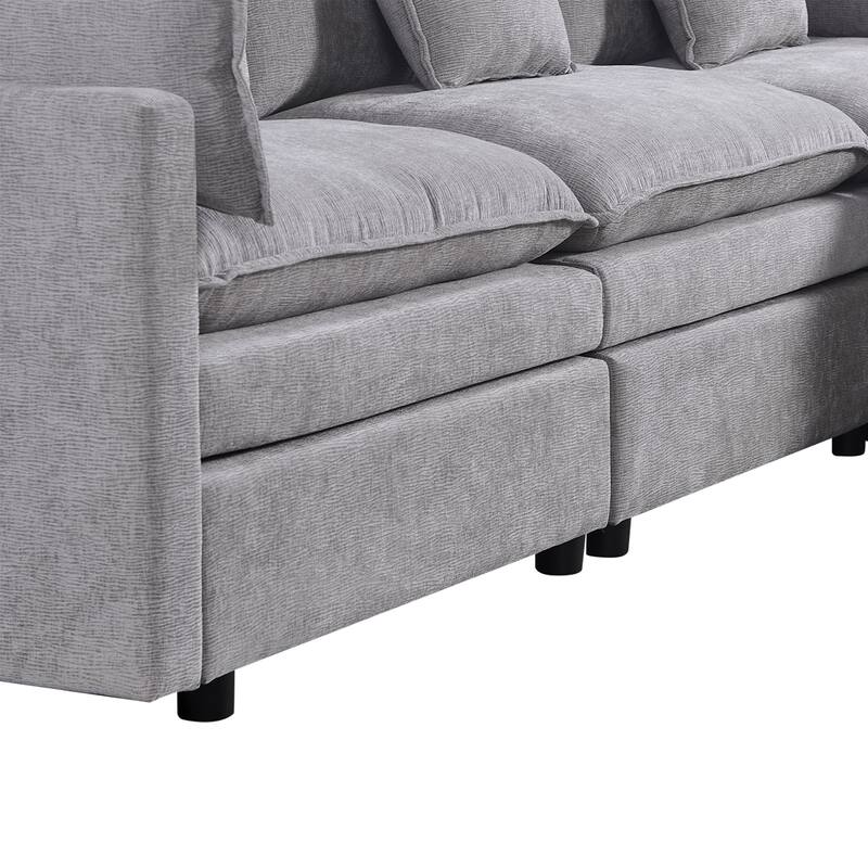 108.66" L-Shaped 4-Seater Sectional Sofa with Convertible Chaise and Ottoman, Spacious Cloud Couch Design
