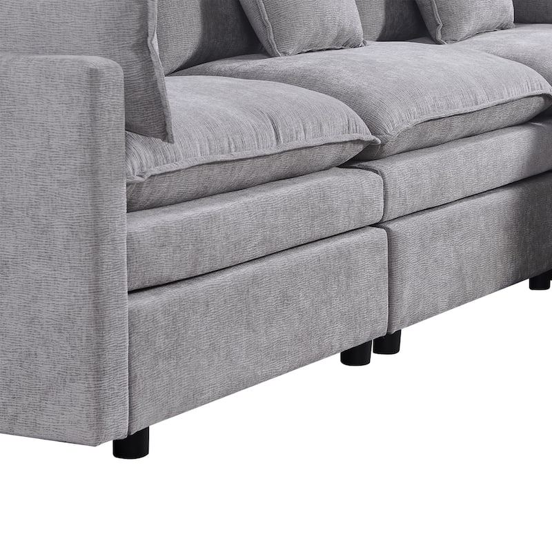 108.66" L-Shaped 4 Seater Sectional Sofa with Convertible Chaise and Ottoman, Spacious Cloud Couch