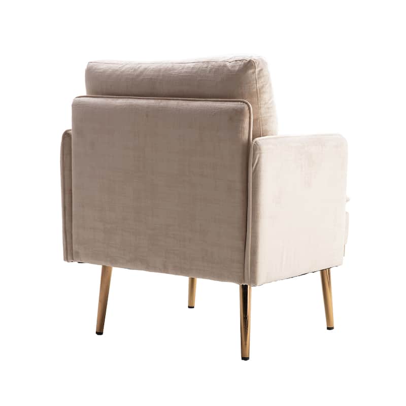Velvet Upholstered Tufted Accent Chair With Rose Golden feet