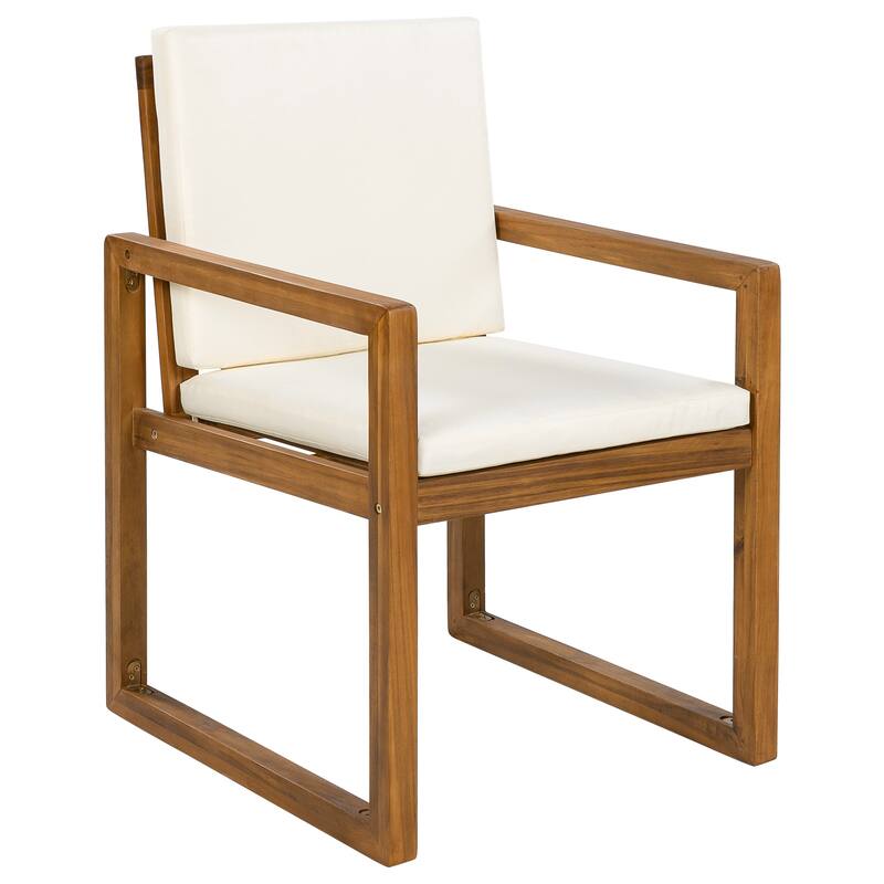 Roomfitters 5 Pcs Acacia Wood Outdoor Dining Set with Table & 4 Armchairs for Patio, Garden or Balcony, Beige