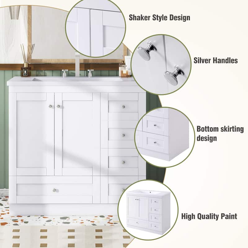 36 inch Shaker Style Free-Standing Bathroom Vanity Cabinet with Sink