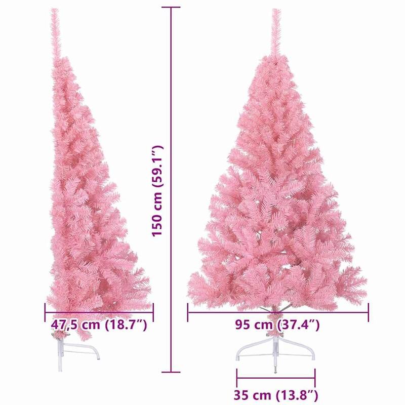 vidaXL Artificial Pre-lit Christmas Tree Pink in PVC - 59.06 in