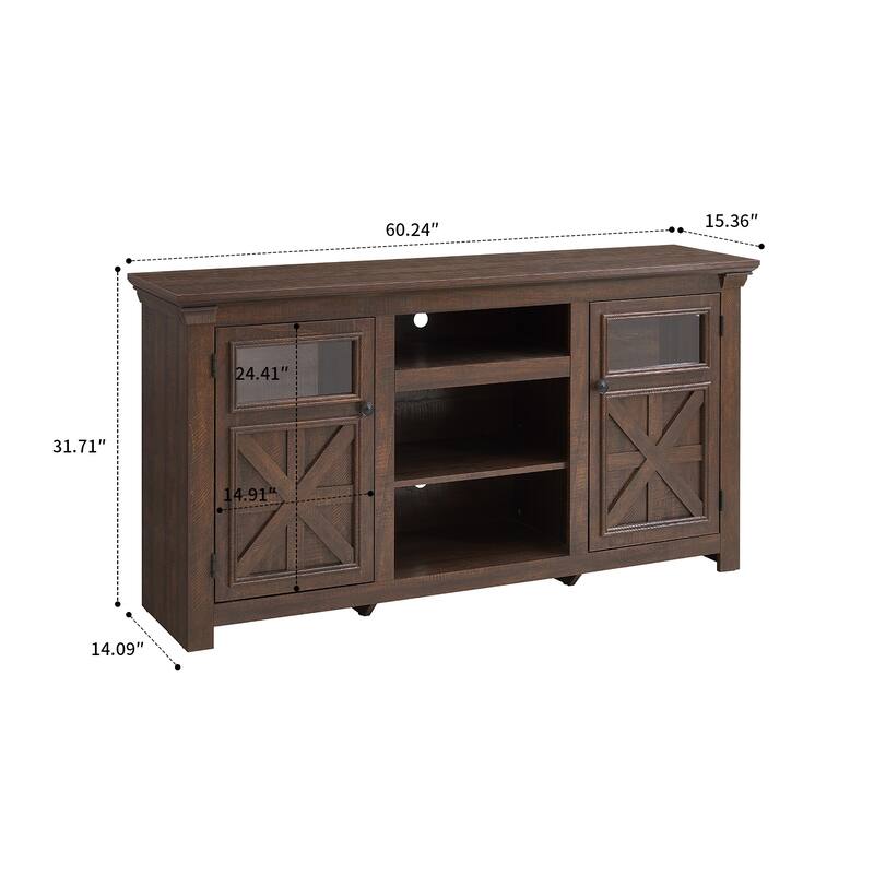 Vintage Farmhouse Style Wooden Storage Sideboard with Cable Management Holes