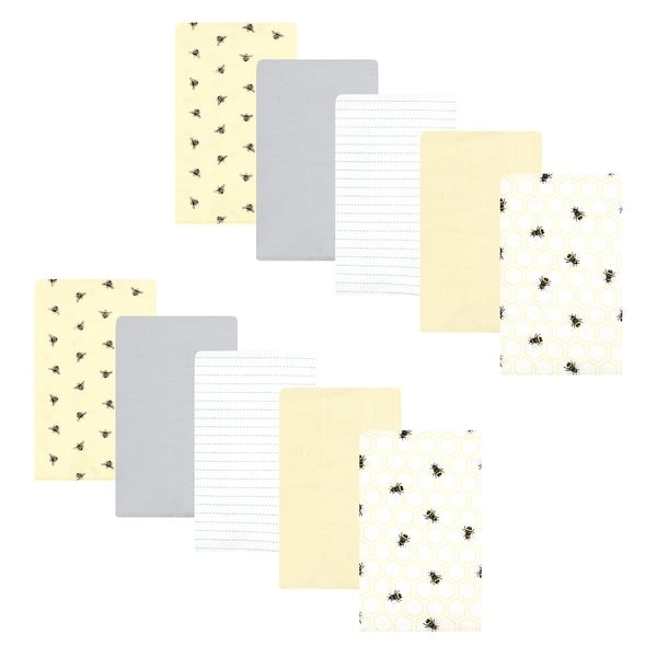 slide 1 of 1, Hudson Baby Flannel Burp Cloth 10pk, Honey Bee, One Size - Honey Bee 10 Pack - One Size One Size - Honey Bee 10 Pack