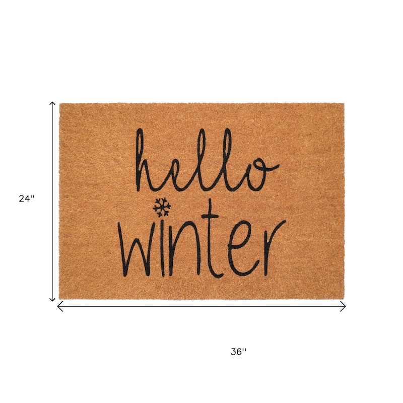 HomeRoots 24" X 36" Brown And Black Christmas Outdoor Coir Door Mat - 24.00' X '36.00