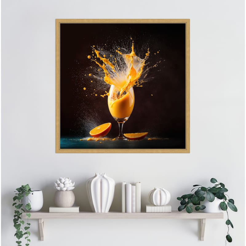 Mimosa Splash by Jake Fouracre Framed Canvas Wall Art Print - Sylvie Bright Gold
