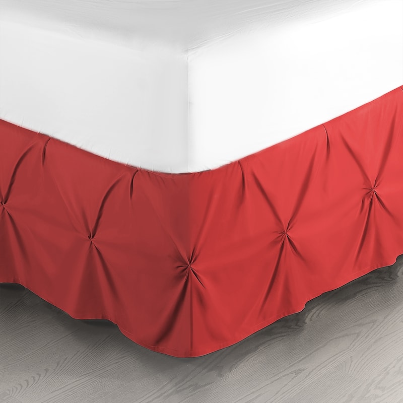Nestl Pinch Pleat Bed Skirt - Soft Premium Microfiber Ruffle Bed Skirt - 14" Tailored Pintuck Wrap Around Dust Ruffle