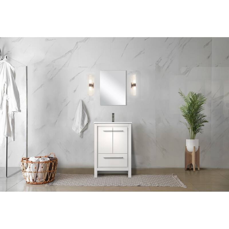 Lafarre Bath Vanity with Quartz Top, Sink, Mirror and Chrome Faucet
