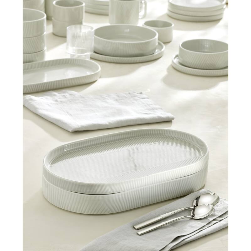 Lenox Modulus 2-Piece Serving Set, Oval Platter & Bowl - Bowl: 14.25" x 8.74" Platter: 14.25" x 8.82"