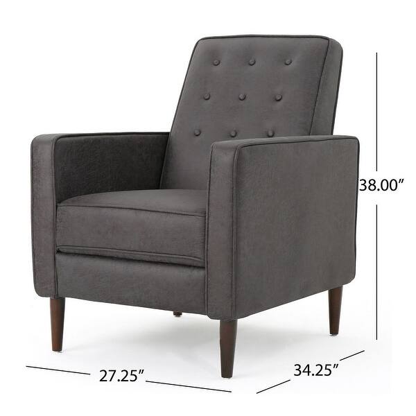 dimension image slide 5 of 9, Mid-Century Modern Fabric Recliner Chair with Birch Legs by Christopher Knight Home