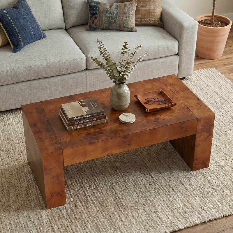 COZAYH Rustic Wood Coffee Table with Burl Finish, Farmhouse Style ...