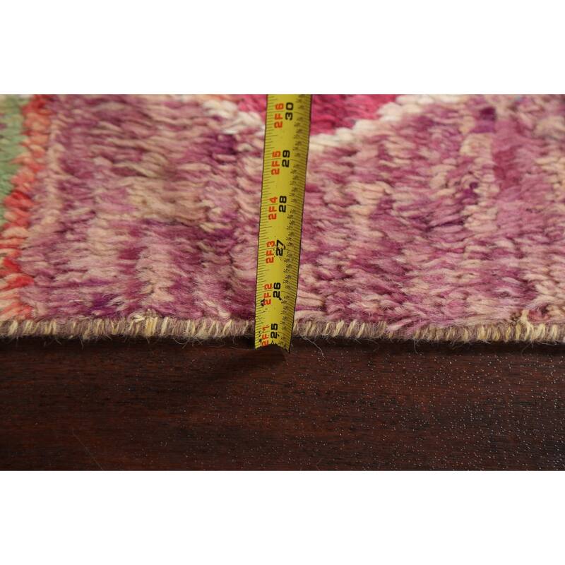 Tribal Geometric Moroccan Oriental Wool Runner Rug Hand-knotted Carpet - 2'6" x 12'7"