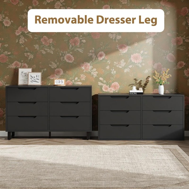 6 Drawers Wood Dressers, with Storage, 47.2"