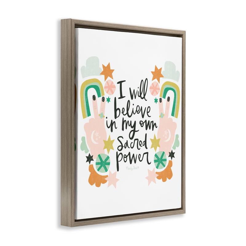 Stupell Empowering Sacred Power Sentiment Framed Floater Canvas Wall Art Design By Mandy Ford Art + Illustration