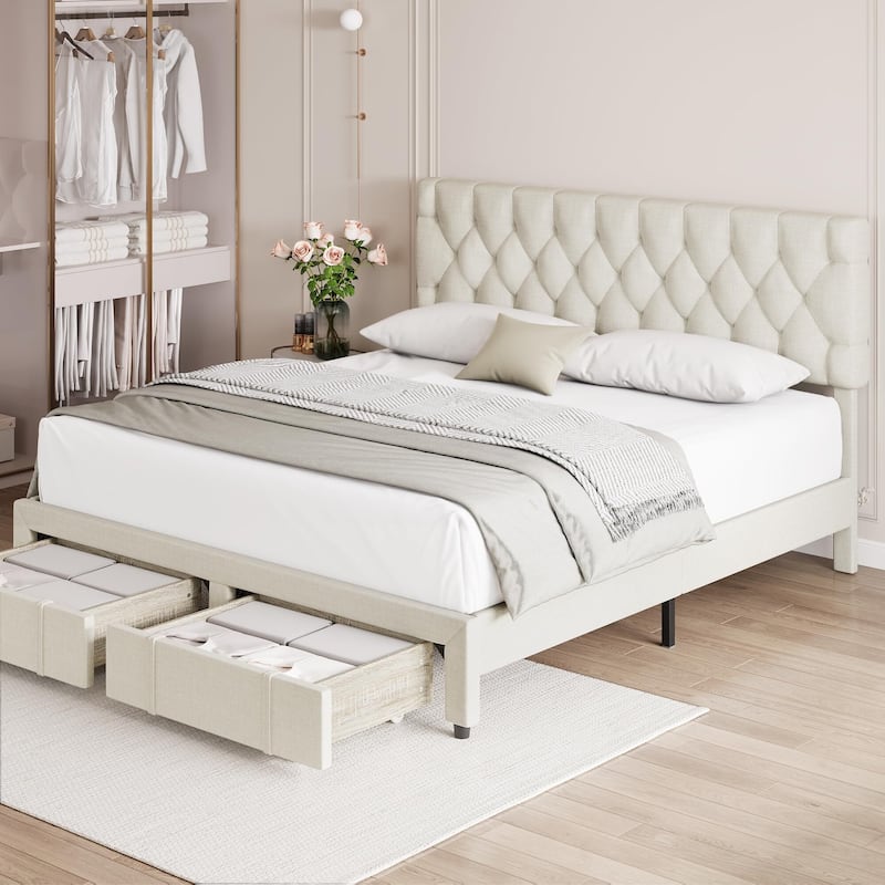 Bed Frame with 2 Storage Drawers