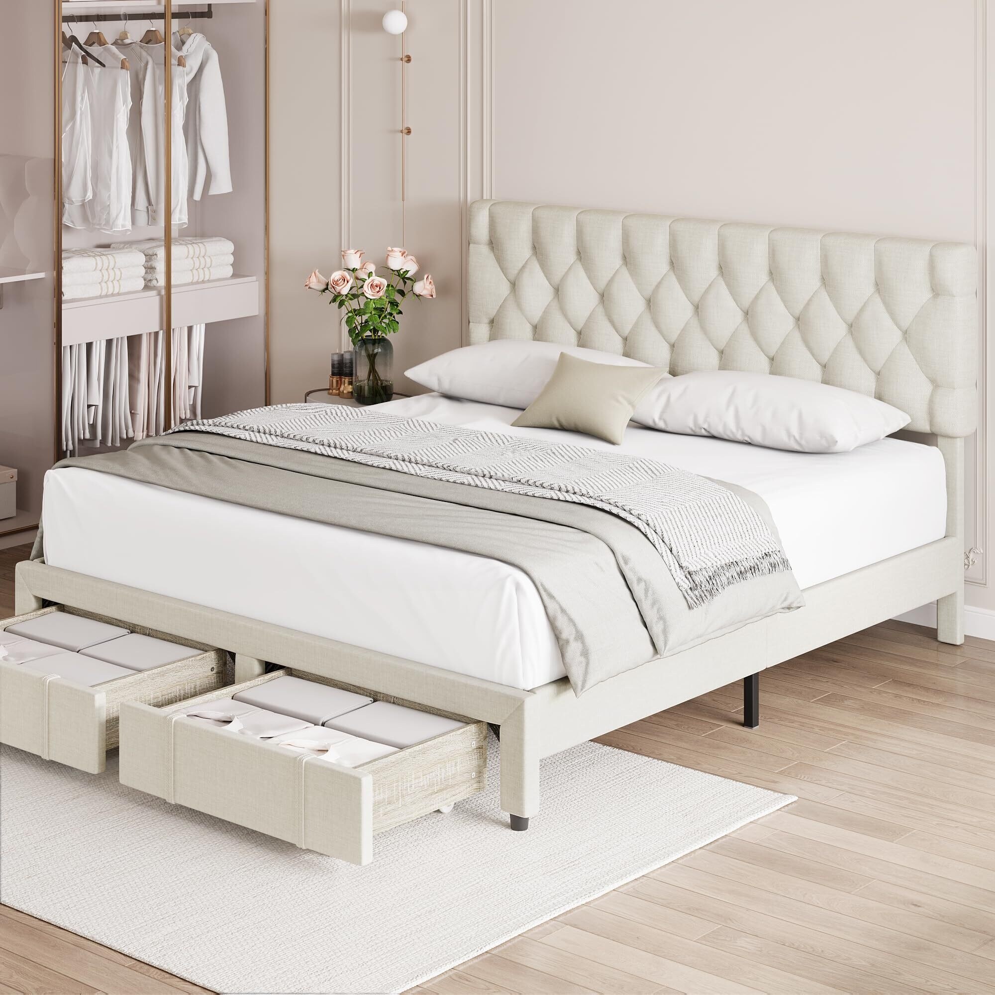 Full Size Bed Frame with 2 Storage Drawers - Bed Bath & Beyond