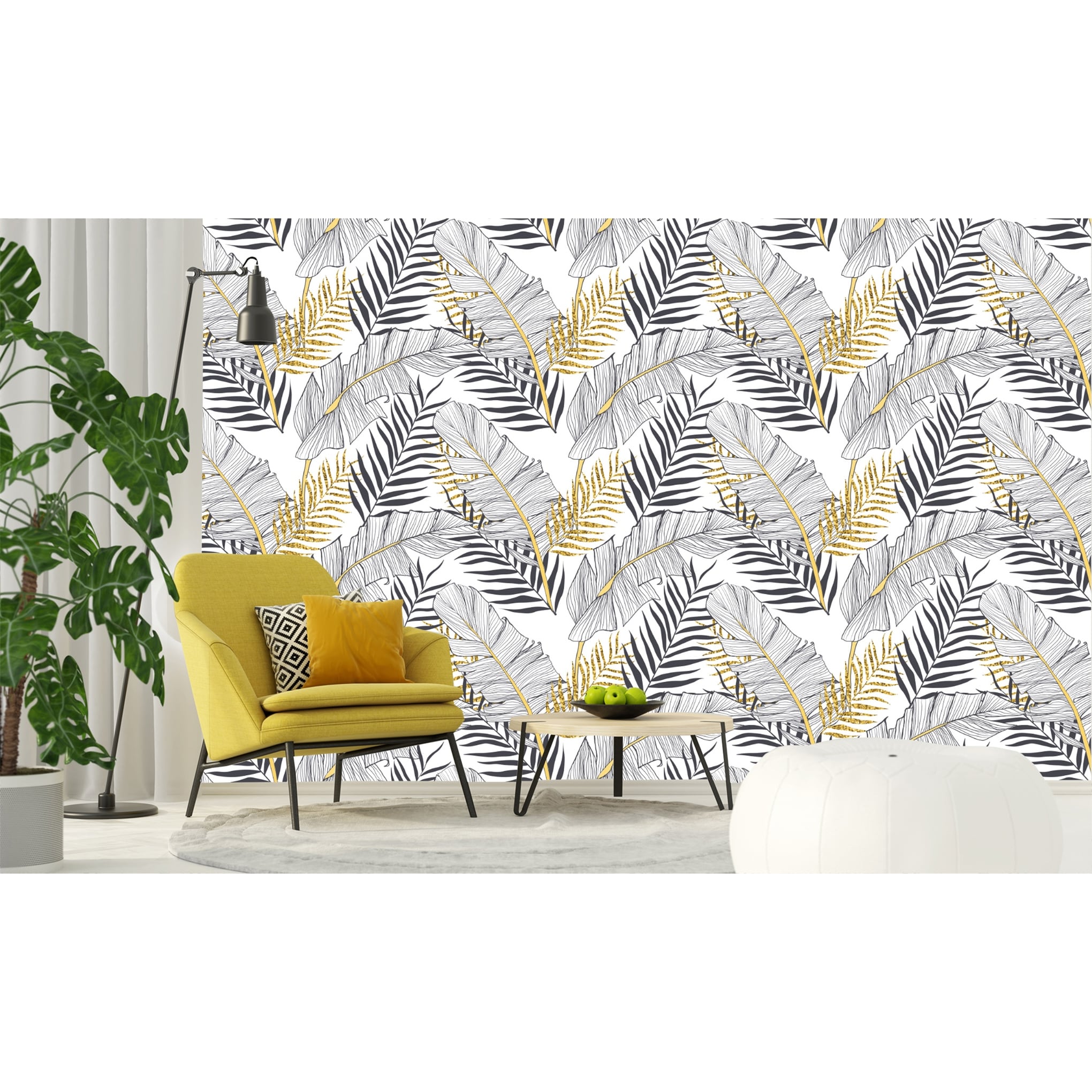 seamless banana palm leaves removable wallpaper 10 ft h x 24 inch w