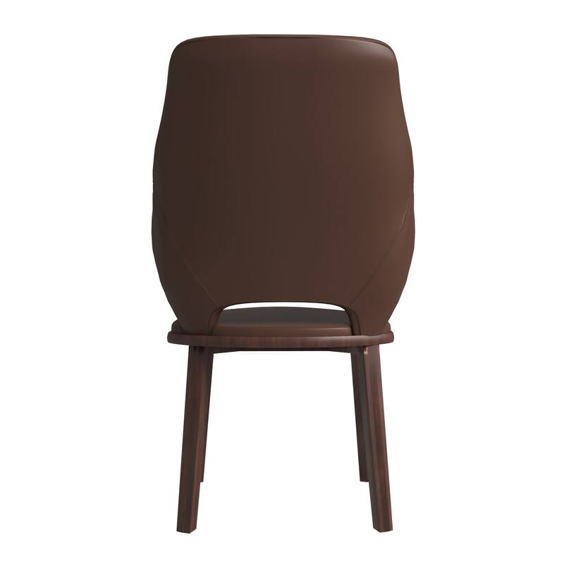 LeisureMod Vivara Leather Upholstered Dining Chair with Padded Seat - Mid-Century Arm Chair for Home Office Bar & Kitchen
