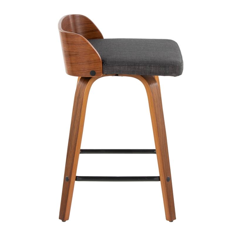 Carson Carrington Marstrand 24" Fixed-Height Counter Stool with Bent Wood Legs & Square Footrest (Set of 2)