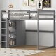 preview thumbnail 2 of 5, Full Size Loft Bed with Built-In Wardrobe and Storage Shelves