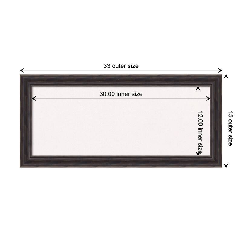 Rustic Pine Narrow Wood Framed White Corkboard Bulletin Board - Rustic Pine Brown Narrow - Board Size 30x12