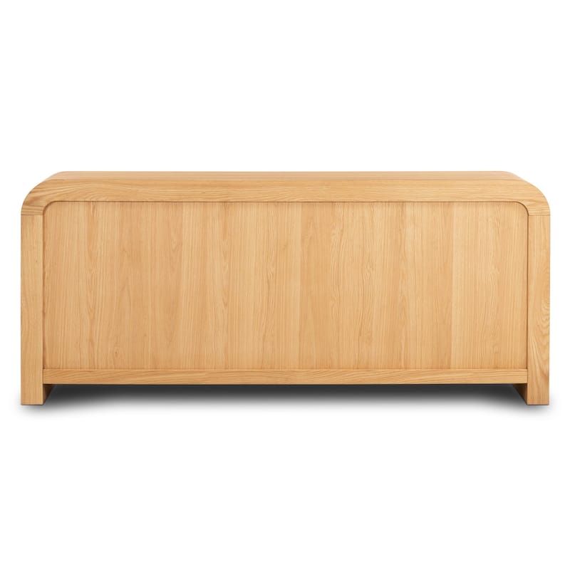 Poly & Bark Cirq 6 Drawer White Oak Dresser With Leather Pulls
