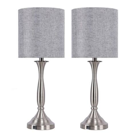 Sawyer 25.5" Metal Table Lamp with USB (Set of 2)