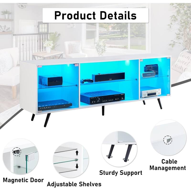 Modern TV Stand for TVs up to 75 Inch with LED Lights