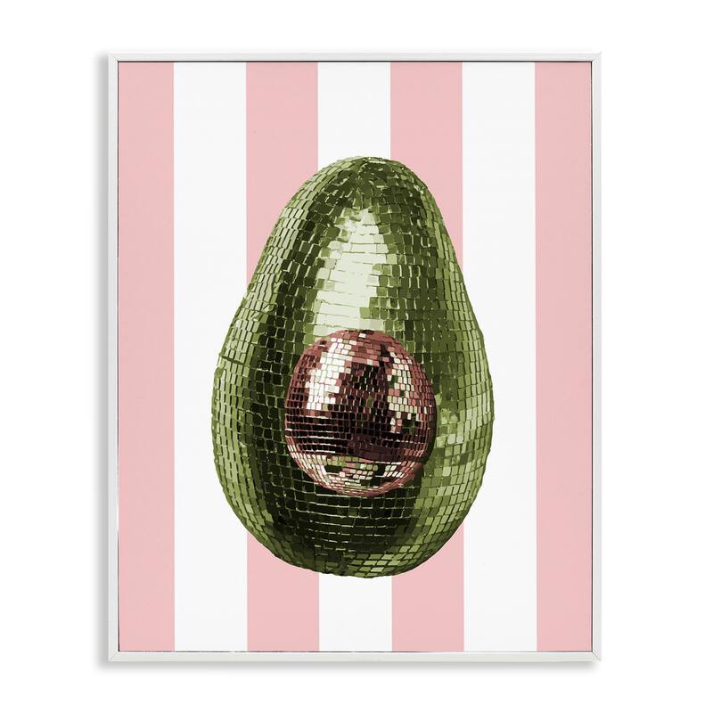 Stupell Disco Avocado on Pink Framed Giclee Art Design By Lil' Rue - 24 x 30 - White