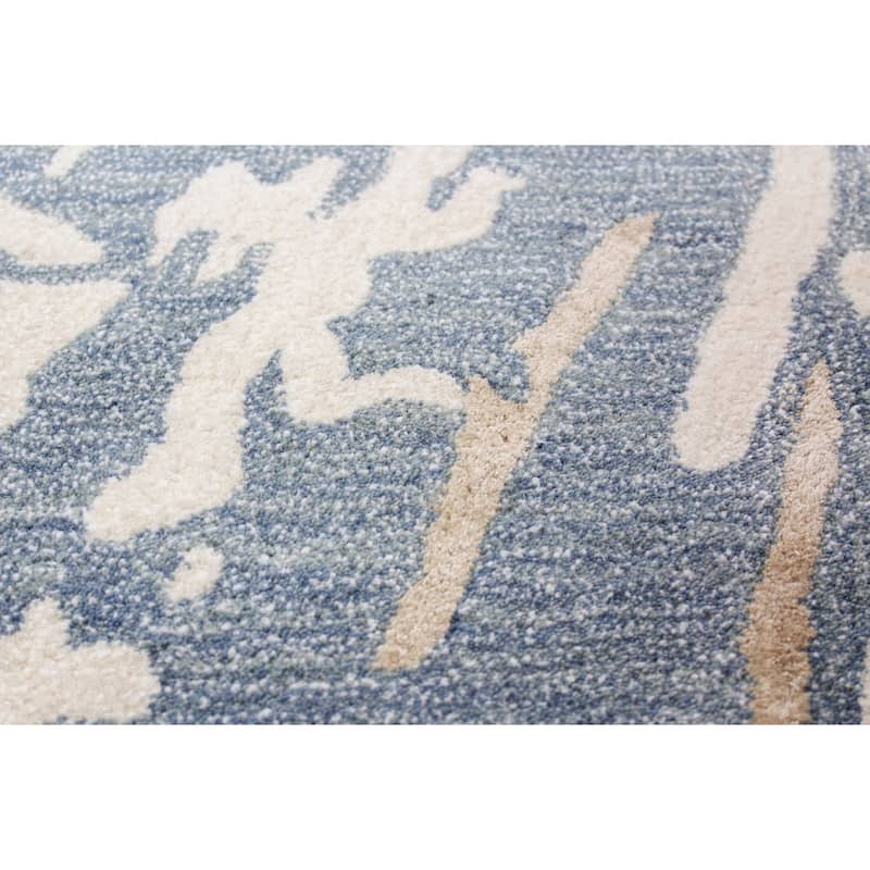 Marci Contemporary Hand Tufted Area Rug - Ivory/Blue 2'6" x 8' Runner