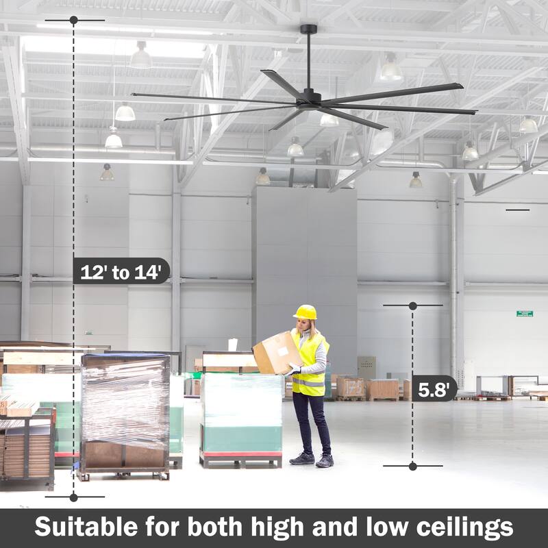 72"/84"/96"/120"/144" Extra Larger HVLS Commercial Ceiling Fan with Remote and Aluminum Blades