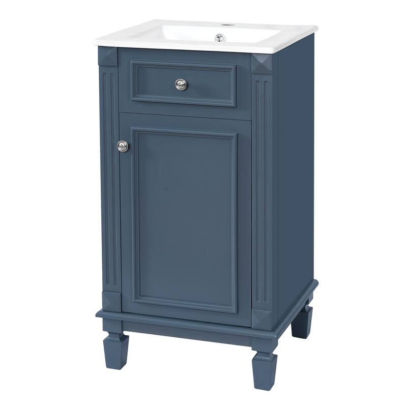 18" Freestanding Bathroom Vanity with White Integrated Ceramic Sink - 17.9'' x 16.14'' x 33.7''