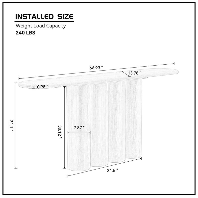 66.93" Modern Console Table for Entryway with Unique cylinders Legs Design for Living Room Hallway Foyer Entrance Study