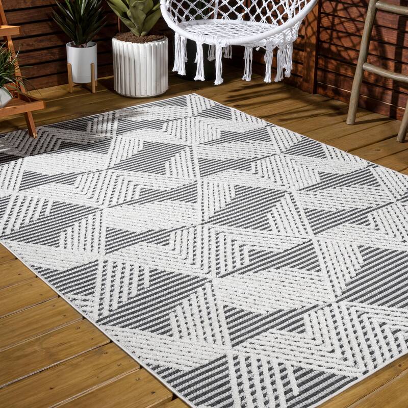 JONATHAN Y Sumak High-Low Pile Art Deco Geometric Indoor/Outdoor Area Rug