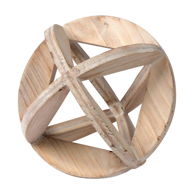 Bellatrix I (Small) 5L x 5W Natural Decorative Wooden Sphere - 7.0L x 7.0W x 7.0H - Natural