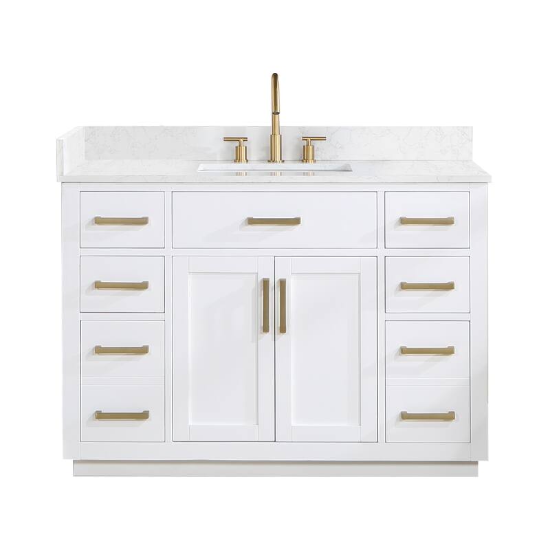 Altair Gavino Bath Vanity with Grain White Composite Stone Top, no Mirror