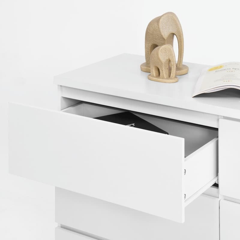 6-Drawer Wooden Storage Cabinet, Dresser & Clothes Organizer, Wide Storage Tower