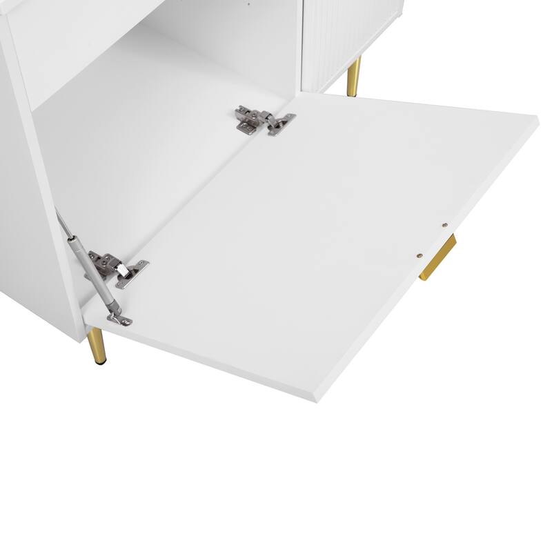 36" Bathroom Vanity with Resin Basin Sink Modern Sink Storage Cabinet with Soft-Closing Door and Drop-Down Door