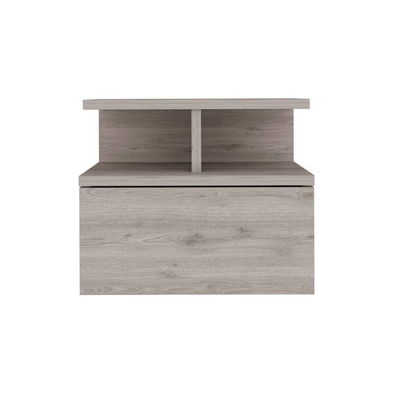 Adele Floating Nightstand with Open Shelf, Drawer, White
