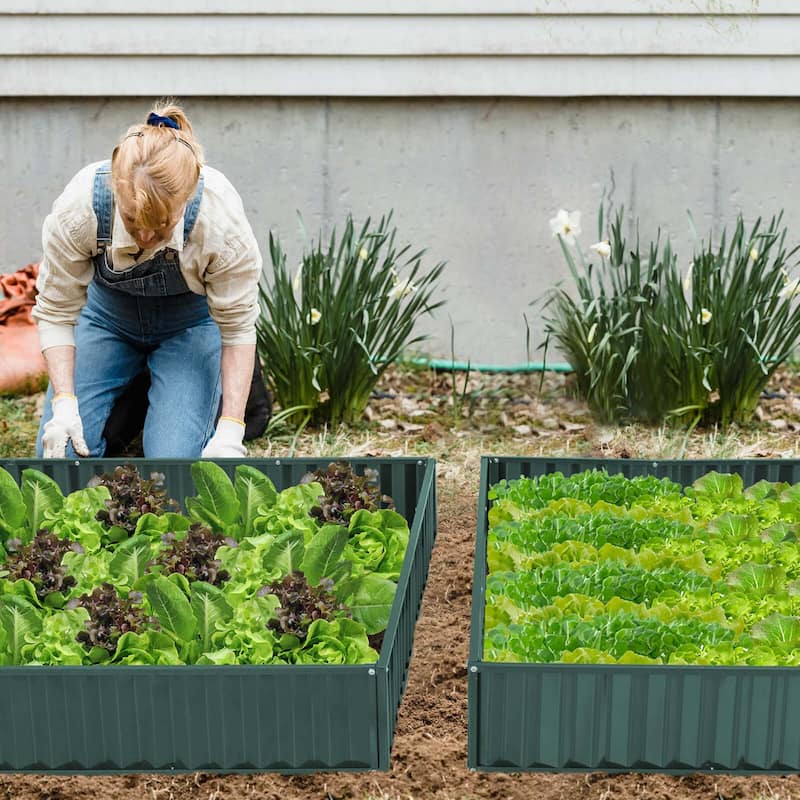 Costway 1/2 PCS 3-Tier Raised Garden Bed,47" x 47" x 24" Metal Outdoor